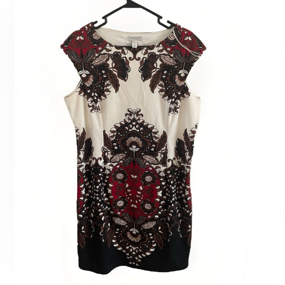 London Style Women's Dress Size 16 Sleeveless Sheath Gorgeous Pattern